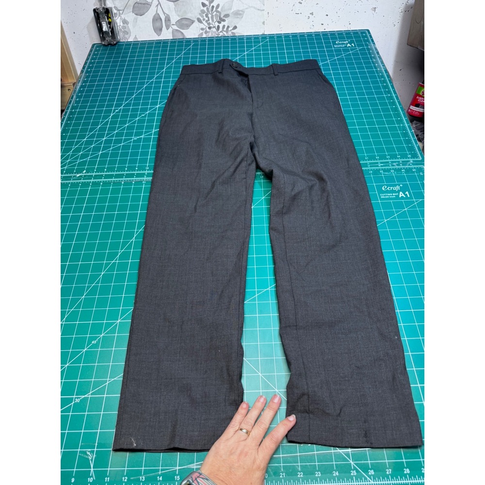 Lauren Ralph Lauren Mens 33x30 Gray Wool Total Comfort Herringbone Dress Pants